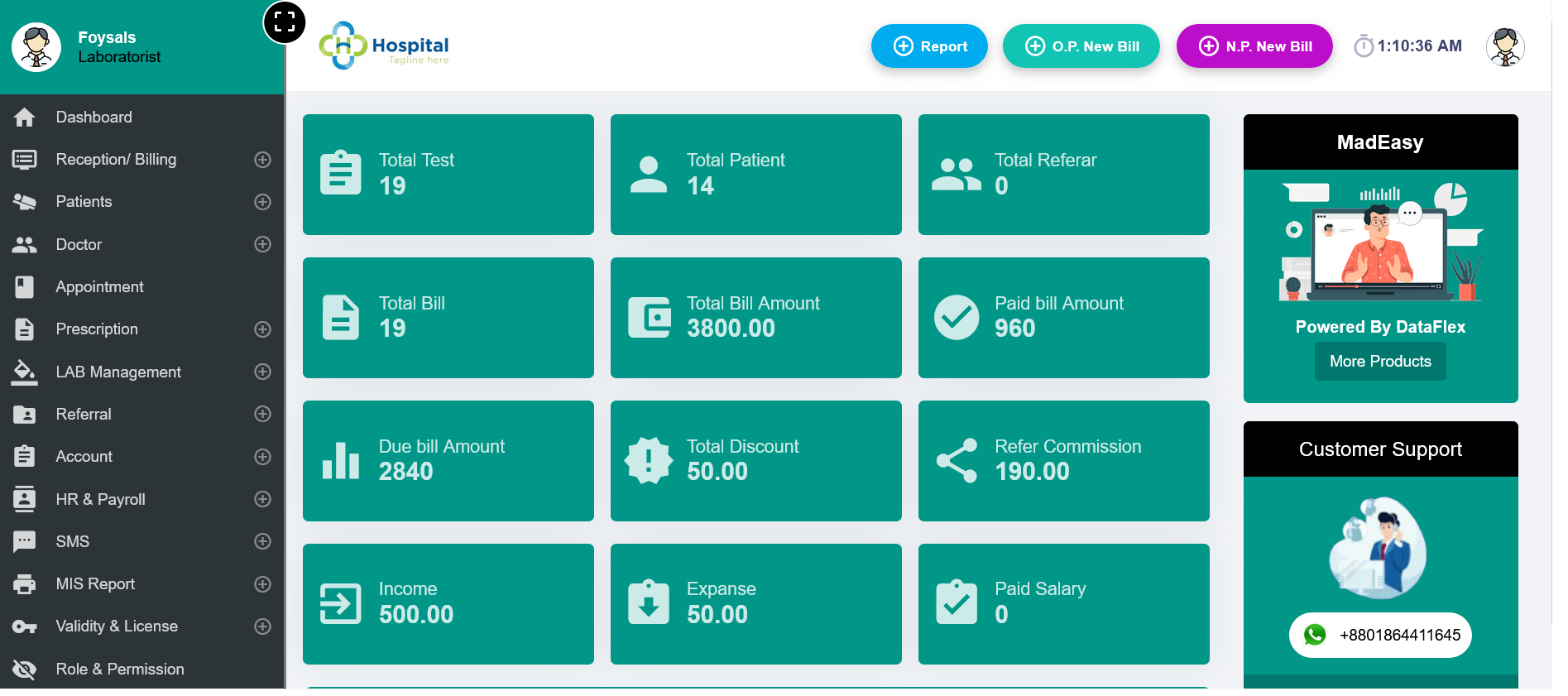 ইজিল্যাব ড্যাশবোর্ড অ্যানালিটিক্স